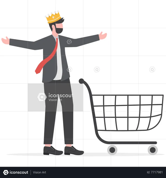 Happy Businessman wearing king crown  Illustration