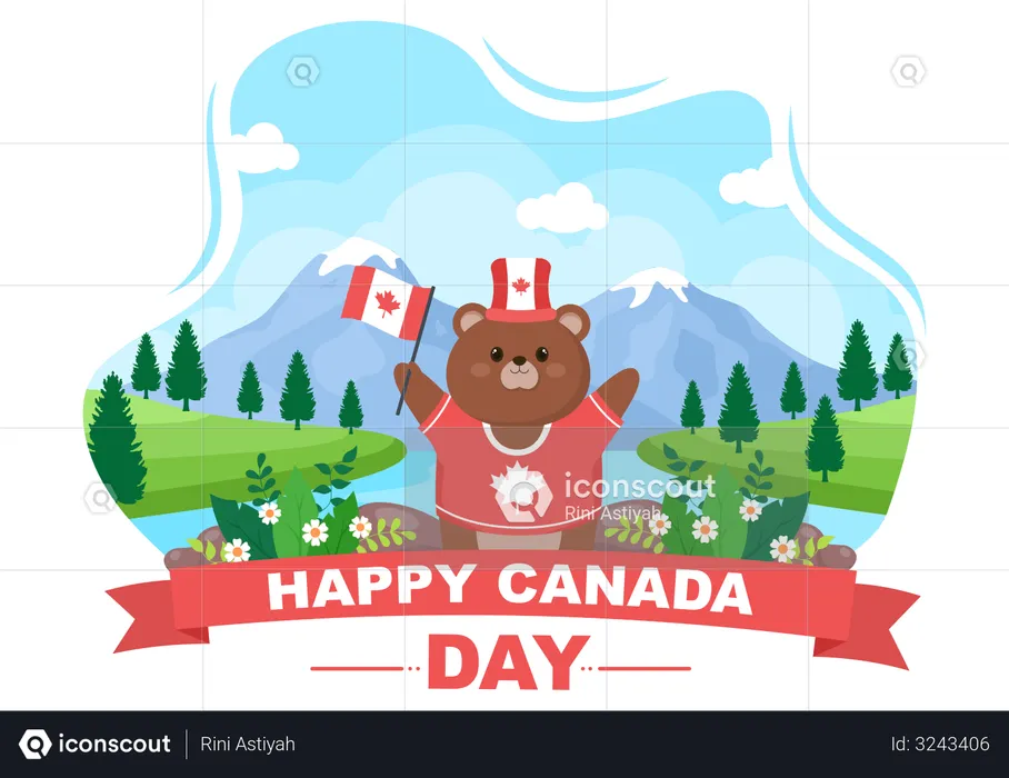 Happy Canada Day Celebration  Illustration