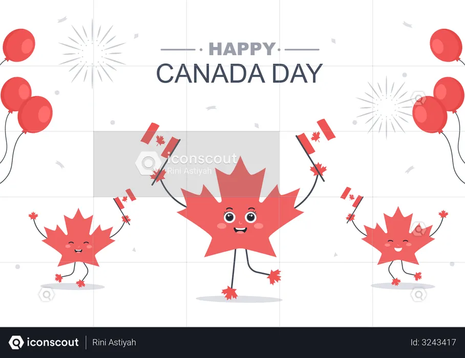 Happy Canada Day Decoration  Illustration