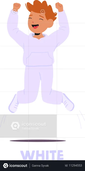 Happy Child Dressed Entirely In White  Captured Mid-jump With arms Raised In Excitement  Illustration