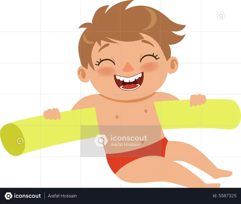 Happy Child In Pool  Illustration