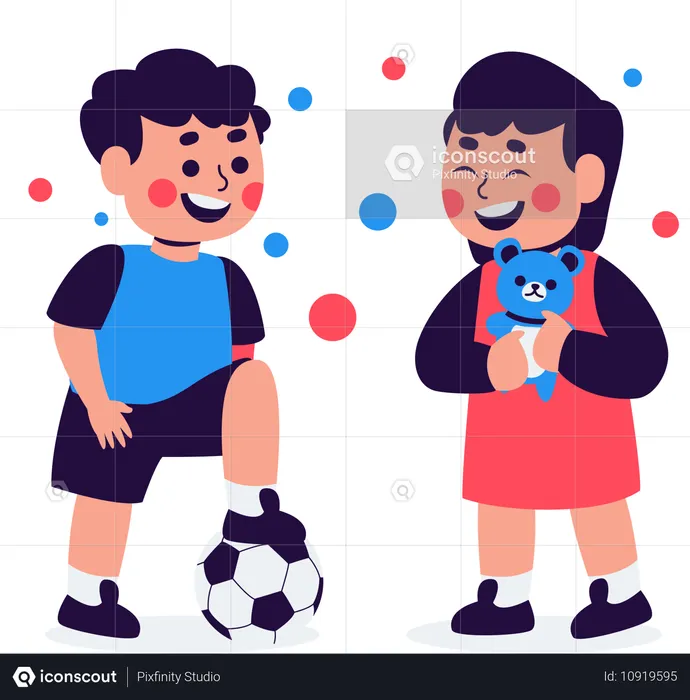 Happy Children Playing Together  Illustration