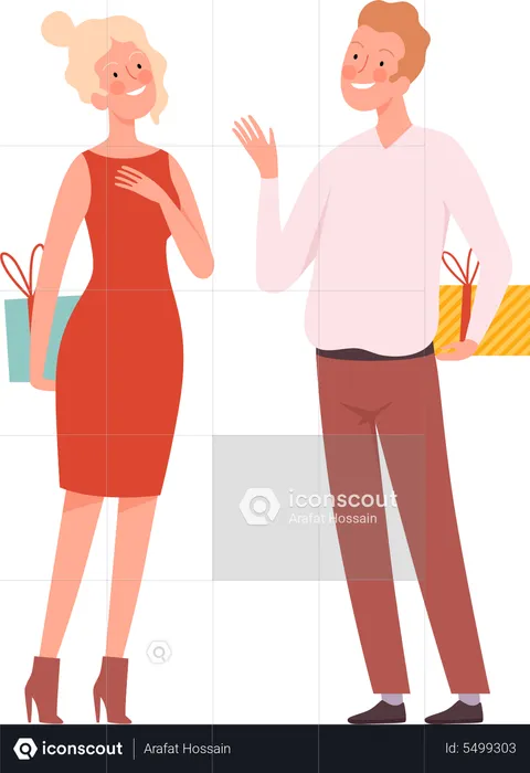 Happy children with gifts give presenting party isolated cartoon  Illustration