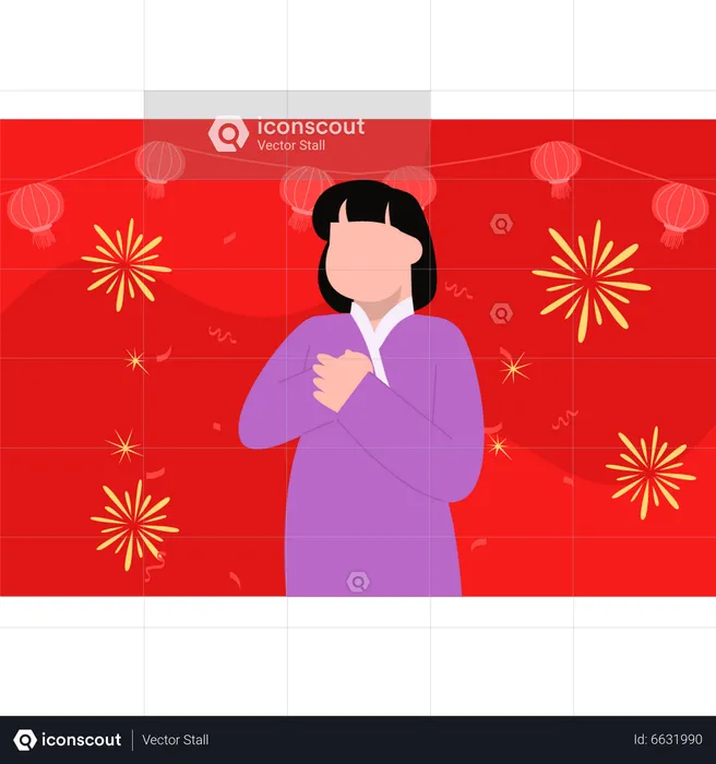 Happy chinese girl  Illustration