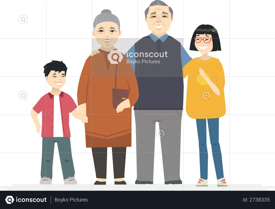 Happy Chinese grandparents  Illustration