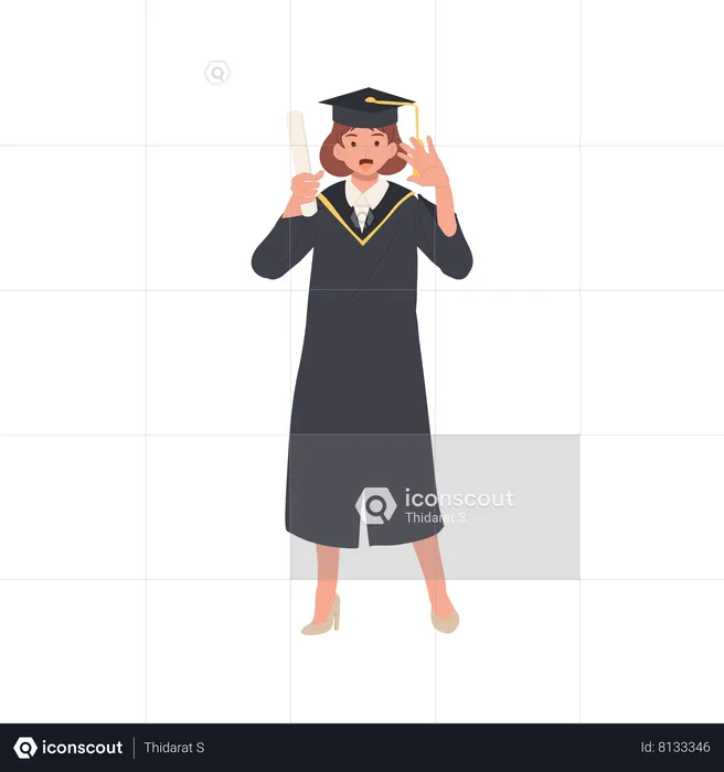 Happy College Student in Cap and Gown  Illustration