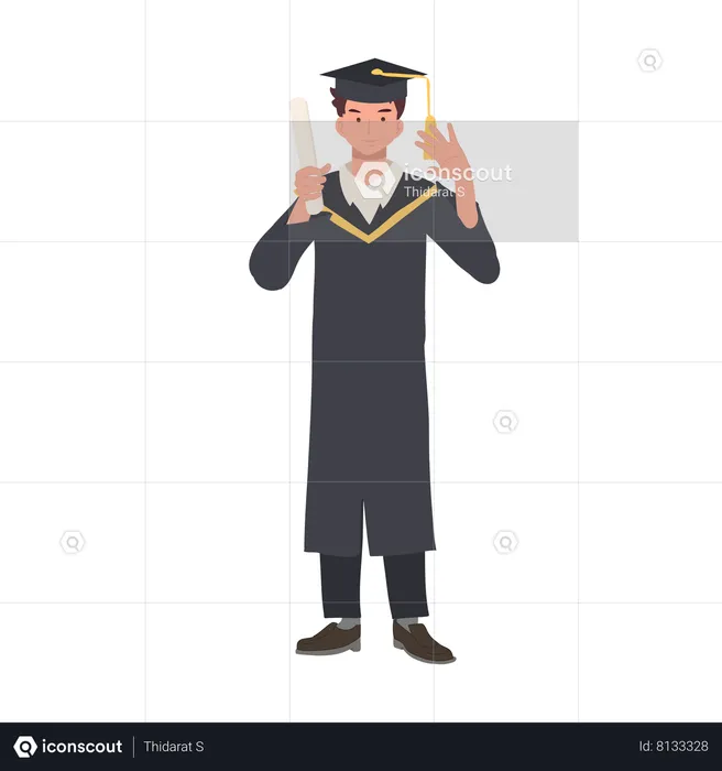 Happy College Student Receiving Degree at Graduation  Illustration