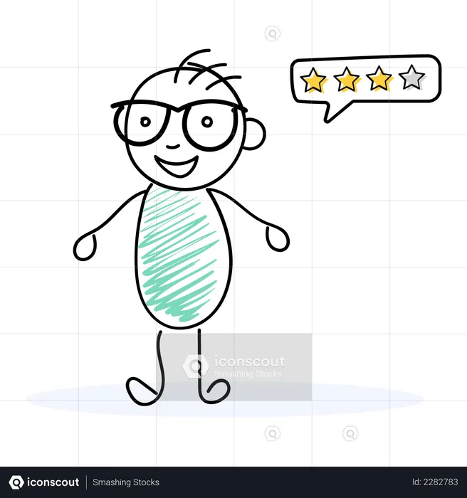 Happy consumer giving feedback  Illustration