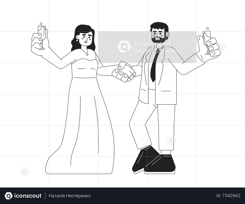 Happy couple celebrating wedding anniversary  Illustration
