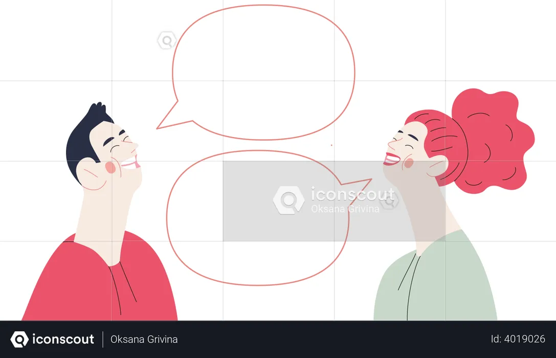 Happy couple chatting  Illustration