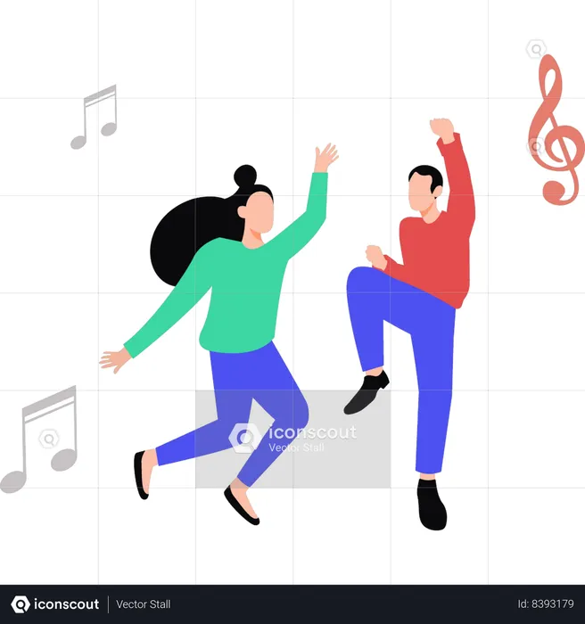 Happy couple dancing in party  Illustration