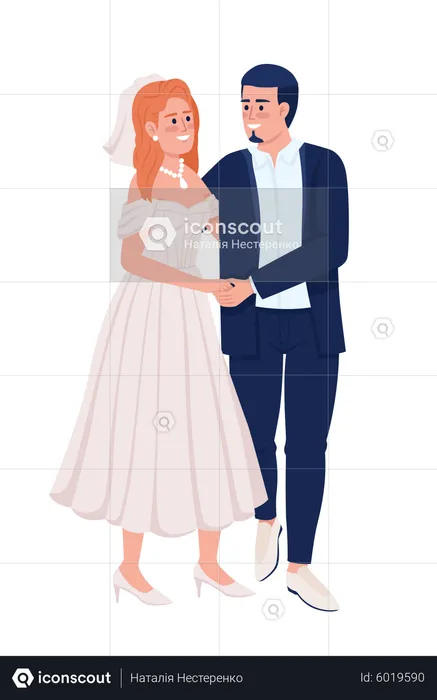 Happy couple holding each other hands  Illustration