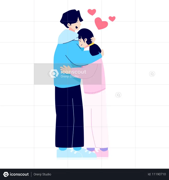 Happy couple hugging in love  Illustration