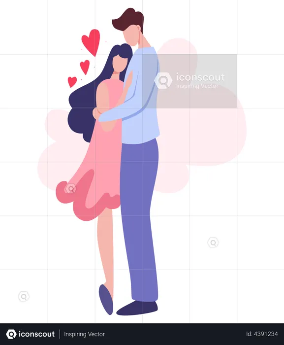 Happy couple in love hugging each other  Illustration