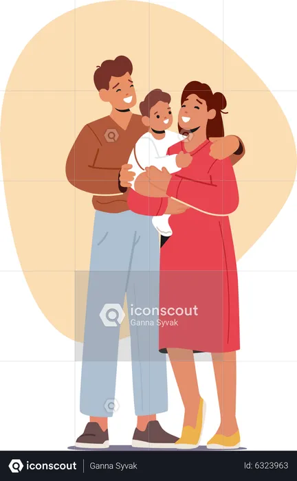 Happy couple in sweet family  Illustration