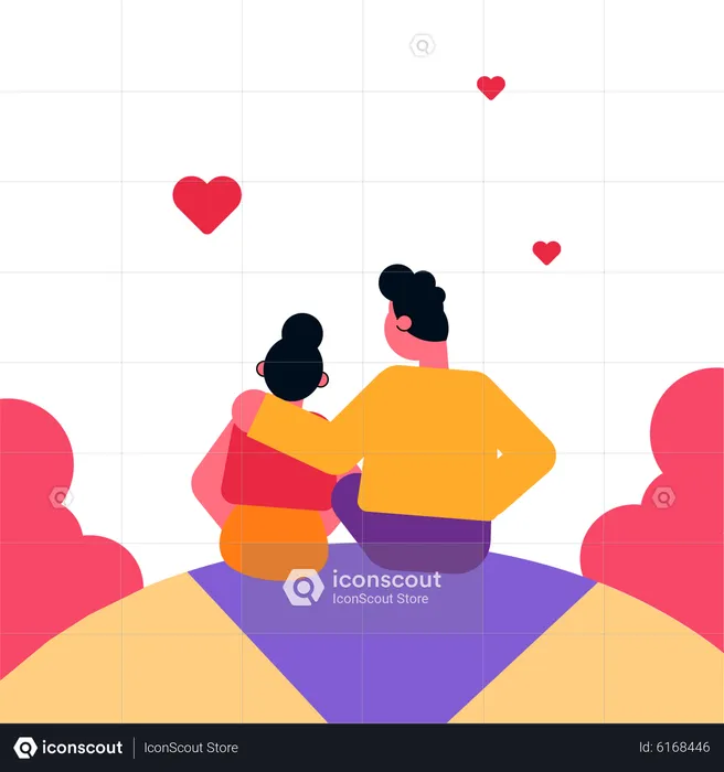 Happy couple sitting together  Illustration