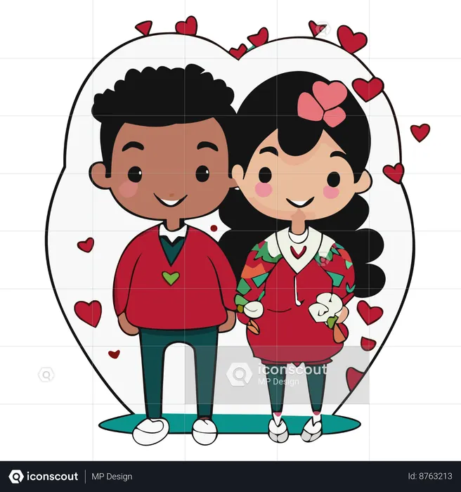 Happy couple standing together  Illustration