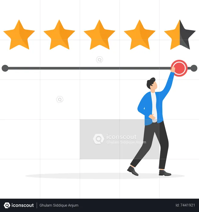 Happy customer giving stars rating as a feedback  Illustration
