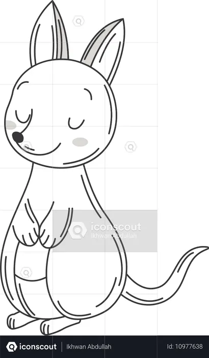 Happy Cute Kangaroo Animal  Illustration