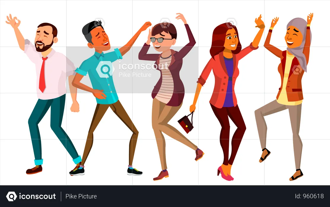 Best Happy Dancer Poses Illustration download in PNG & Vector format