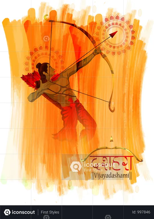Happy Dussehra Background With Ram  Illustration