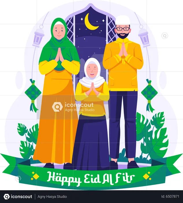 Happy Eid Mubarak greeting  Illustration