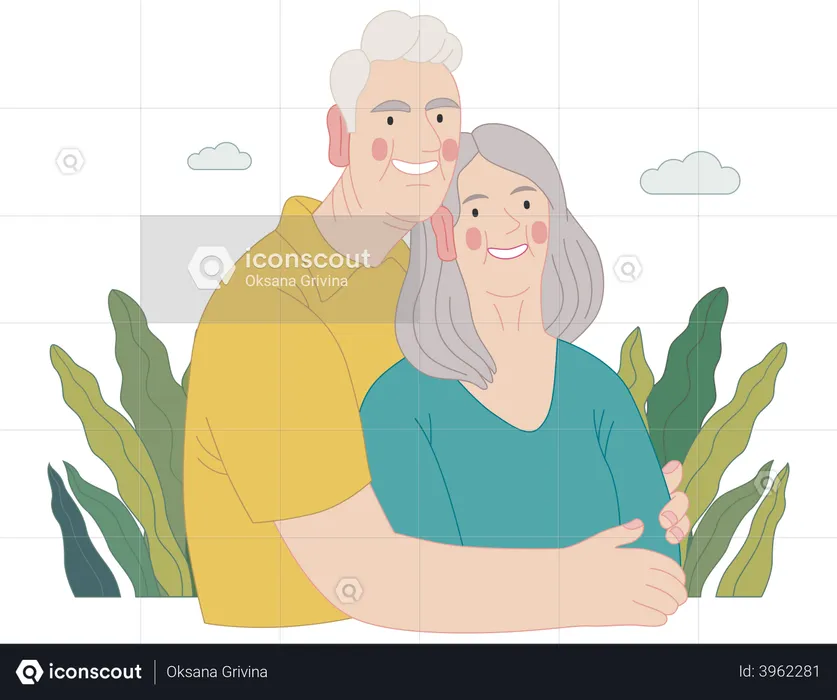 Happy elderly couple  Illustration