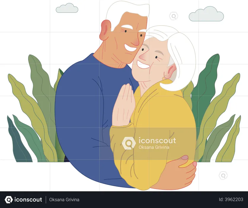 Happy elderly couple  Illustration