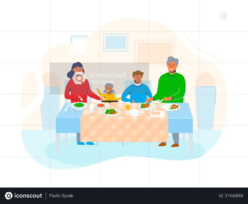 Happy family at home  Illustration