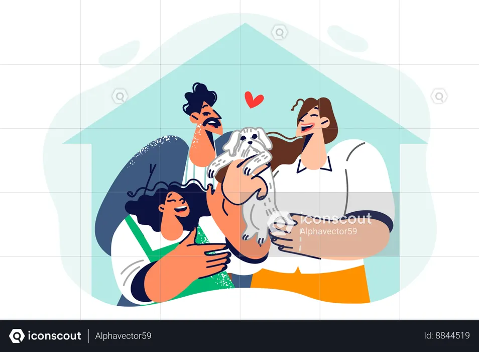 Happy family bought own home  Illustration