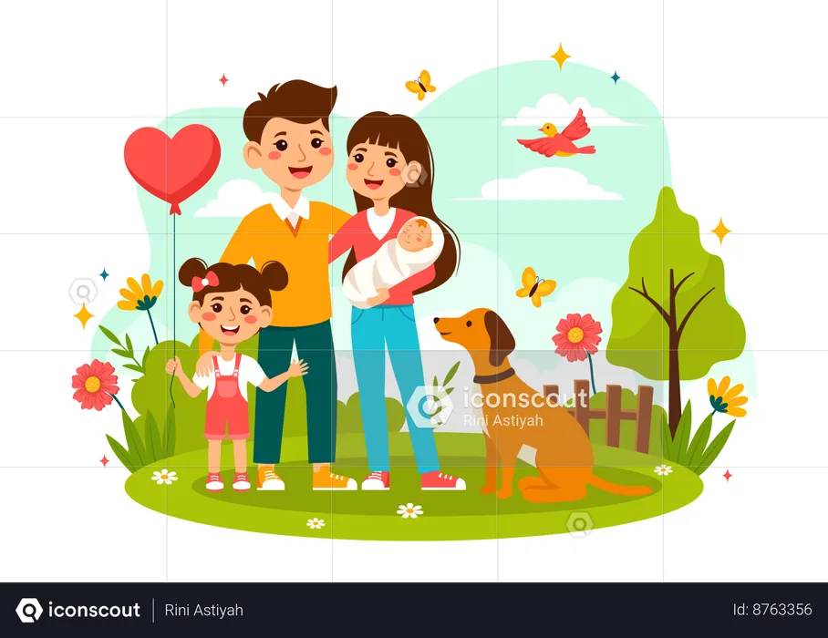 Happy family celebrating family day  Illustration