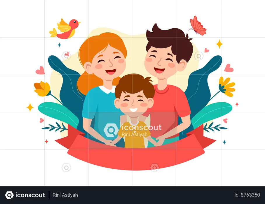 Happy family celebrating international family day  Illustration