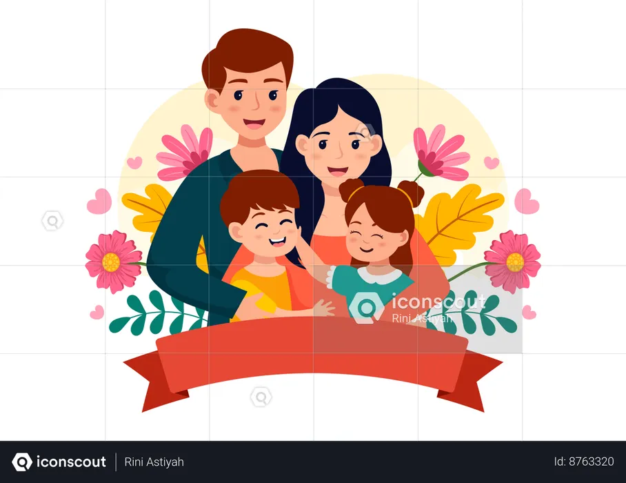 Happy family celebrating parents day  Illustration