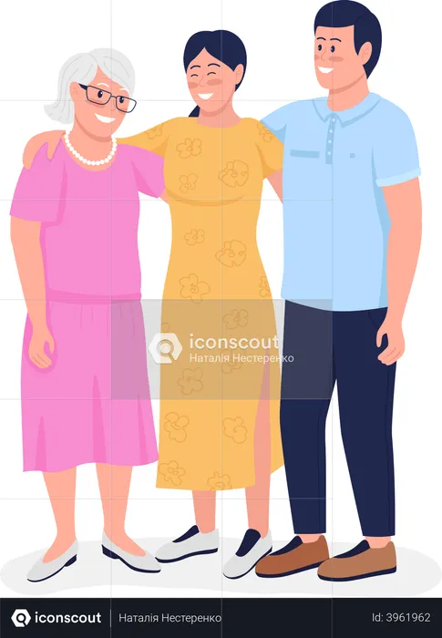 Happy family hugging each other  Illustration