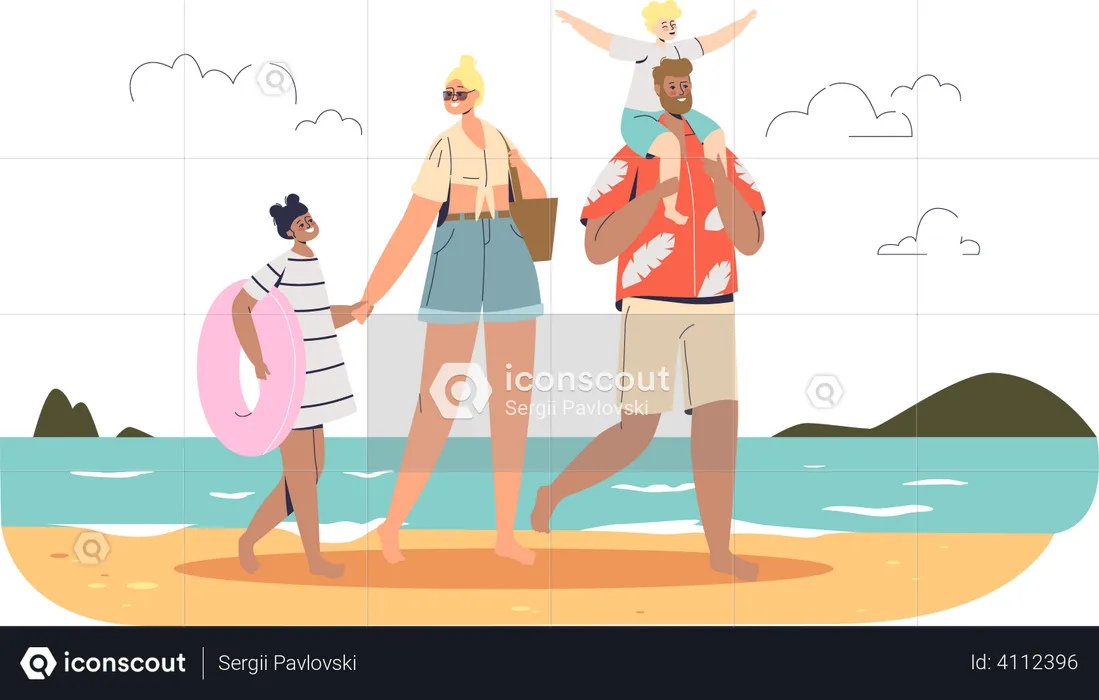 Happy family on vacation  Illustration