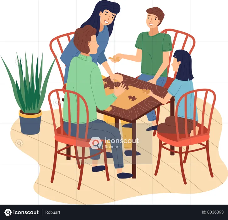 Best Happy family paying board game and spend time at home Illustration