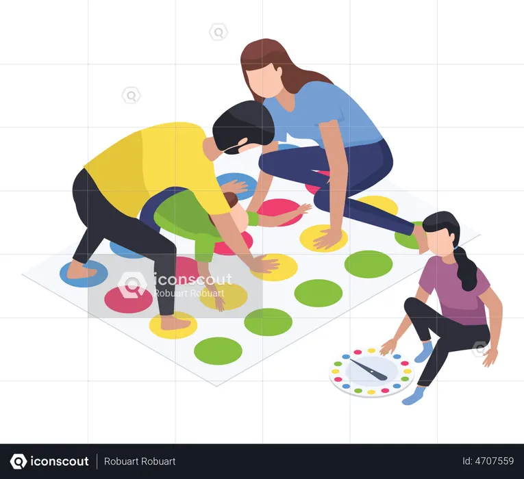 Happy family playing game  Illustration
