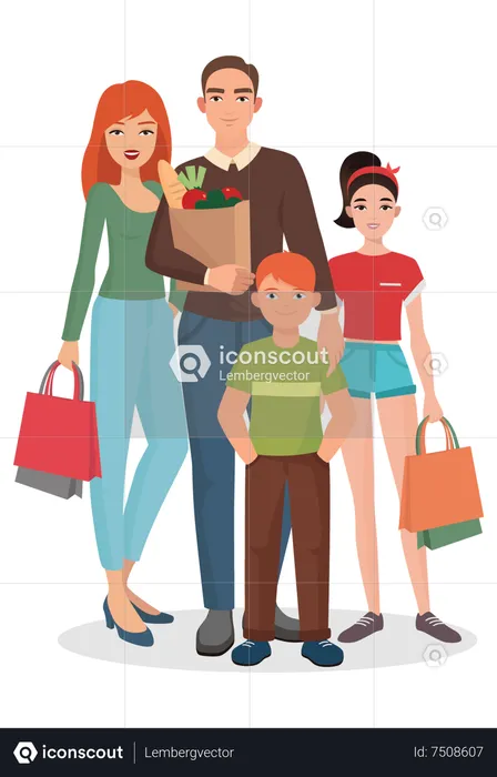 Happy Family posing together  Illustration