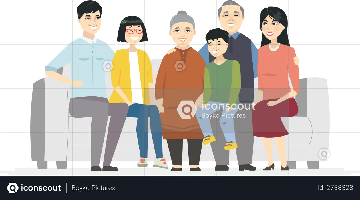 Happy family sitting on sofa  Illustration