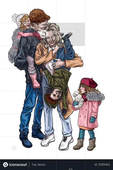 Happy family spend time together  Illustration