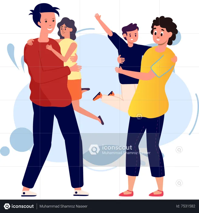 Happy family spending time together  Illustration