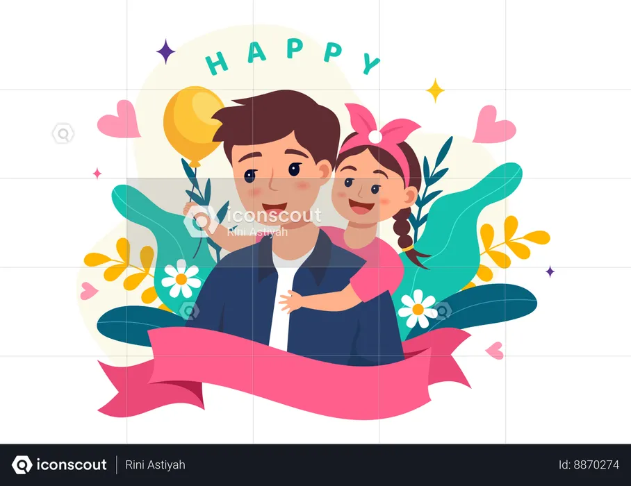 Happy Fathers Day celebration  Illustration
