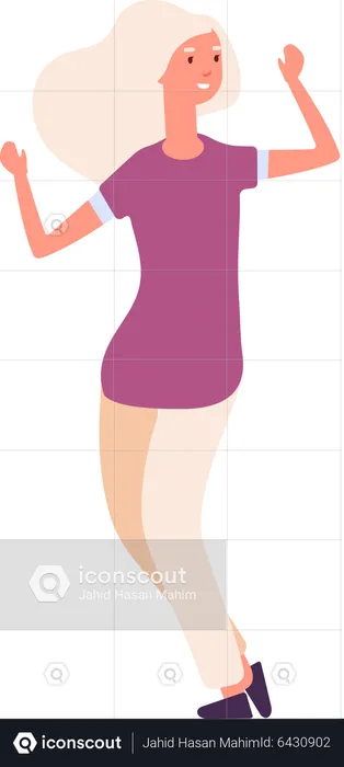 Happy Female Dancing in party  Illustration