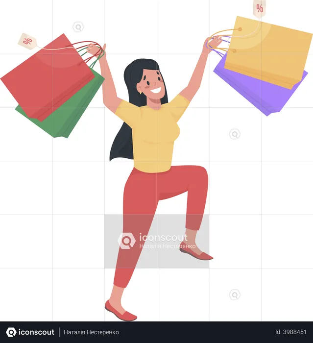 Happy female shopper  Illustration