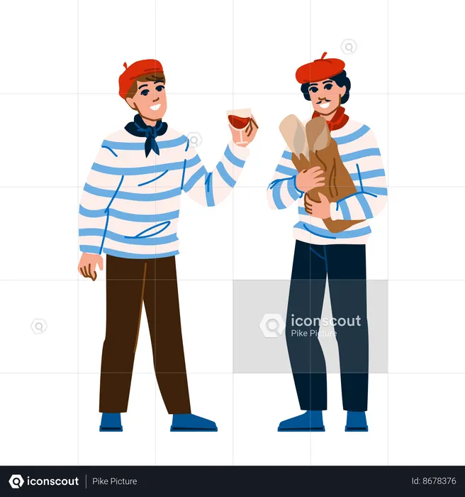 Happy French Man  Illustration