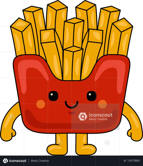 Happy Fries Mascot  Illustration