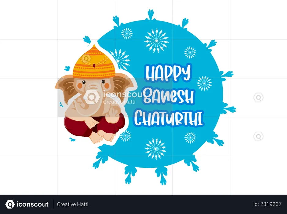 Happy ganesh chaturthi badge  Illustration