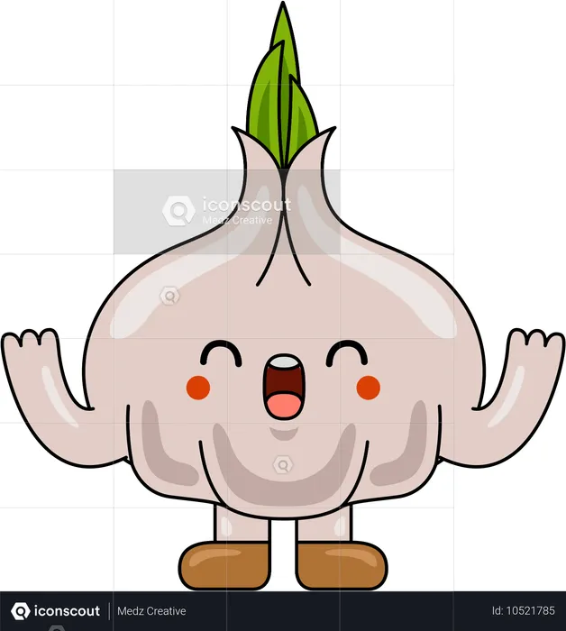 Happy Garlic Mascot  Illustration