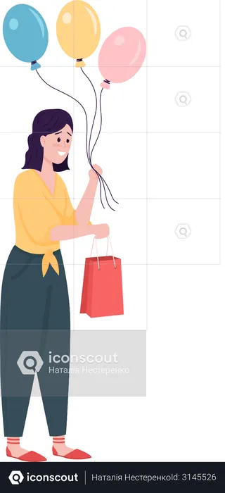 Happy gift giving caucasian woman  Illustration