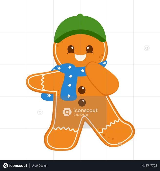 Happy Gingerbread Man With Hat  Illustration